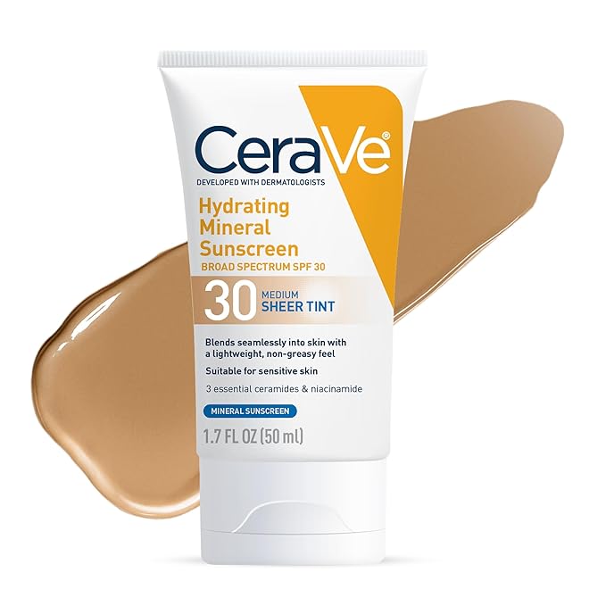 CeraVe-Protector solar mineral hidratante SPF 30 con tinte transparente