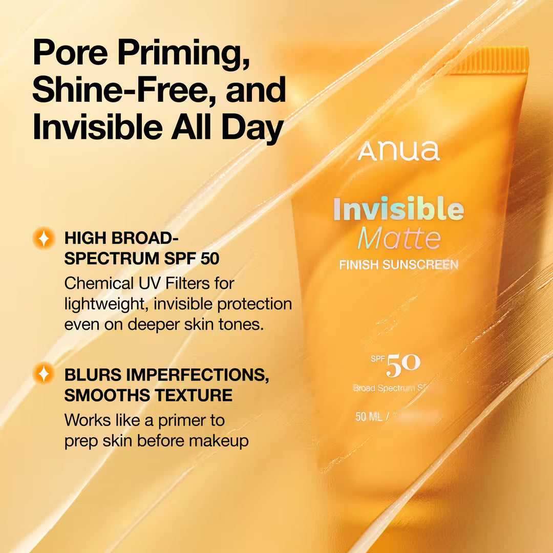 ANUA Invisible Matte Finish Sunscreen SPF50+