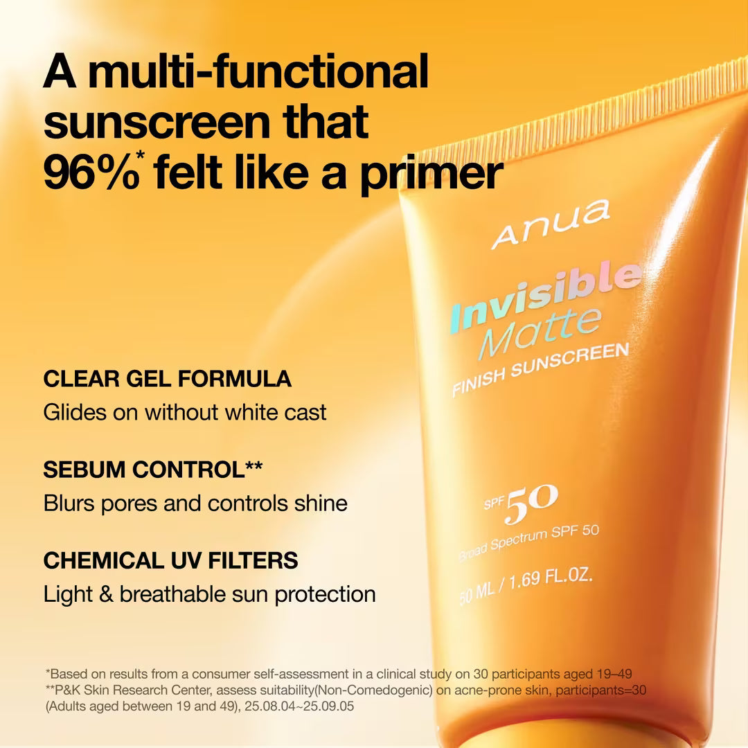 ANUA Invisible Matte Finish Sunscreen SPF50+