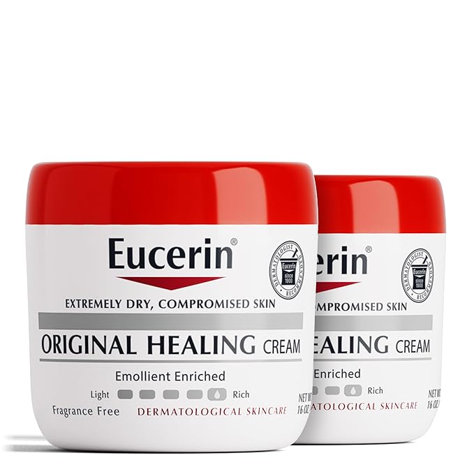Eucerin-Crema curativa original, crema corporal sin fragancia para piel seca