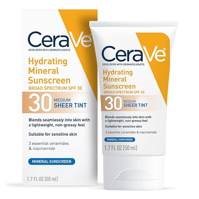 CeraVe-Protector solar mineral hidratante SPF 30 con tinte transparente