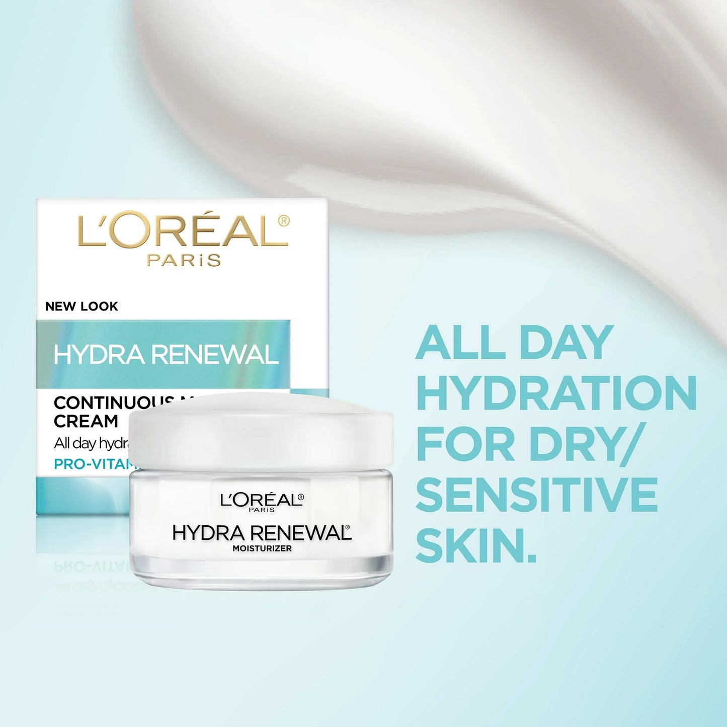 L'Oreal-Crema Hydra Renewal Hidratante Facial Continuo para Pieles Secas y Sensibles
